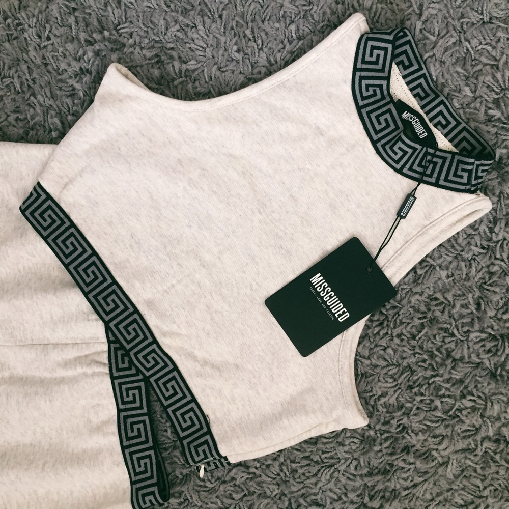 NEW Missguided two piece, skirt + crop top grey 6