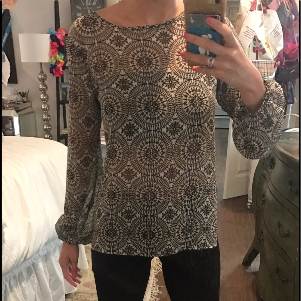 Long Sleeved, Medallion Print Blouse!