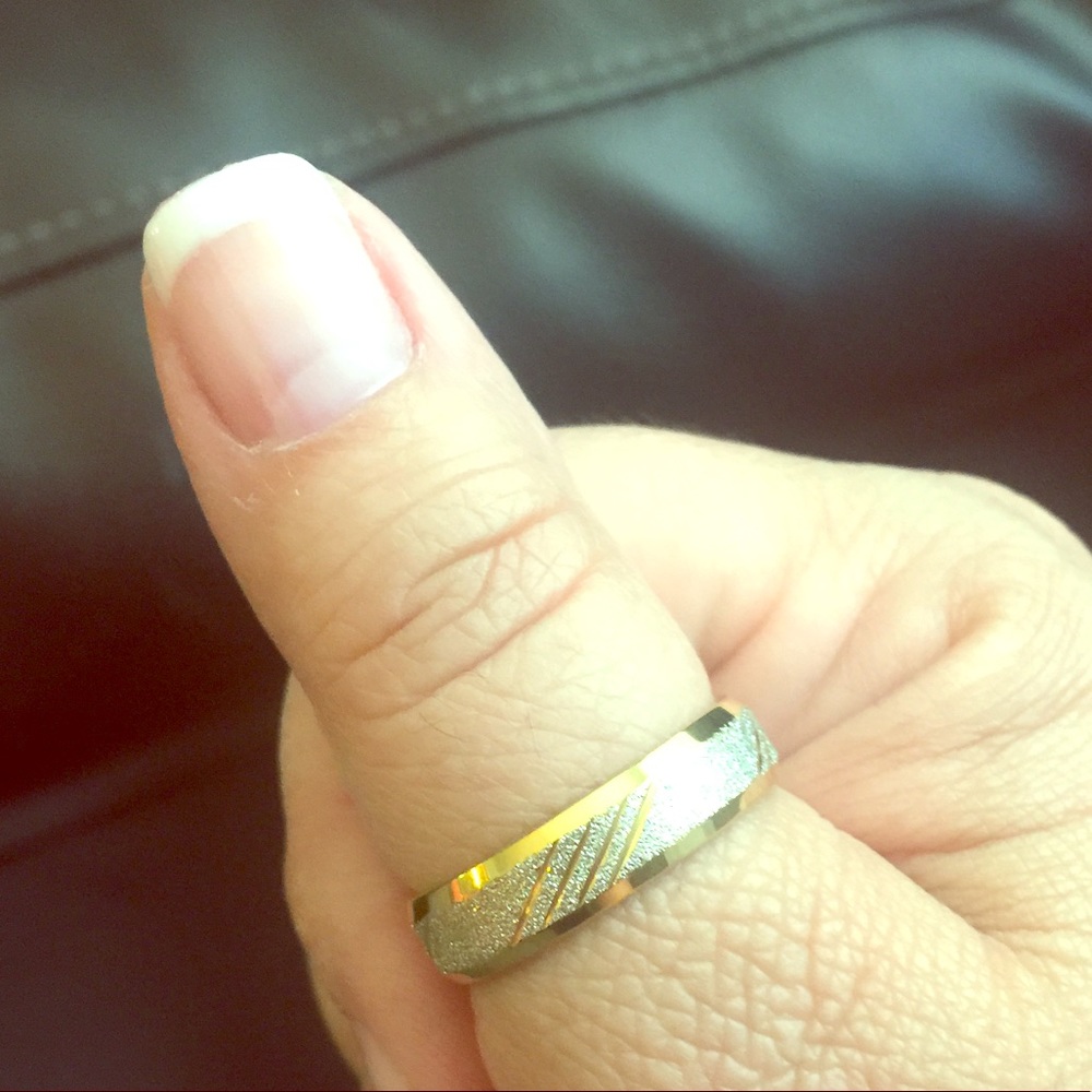 Brushed 316L Stainless Steel Gold Ring Band