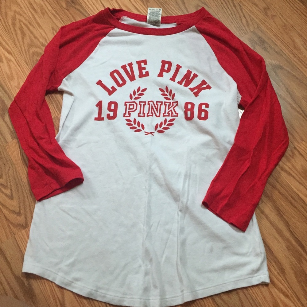 VS PINK 3/4 Quarter Sleeve Baseball Graphic Tee