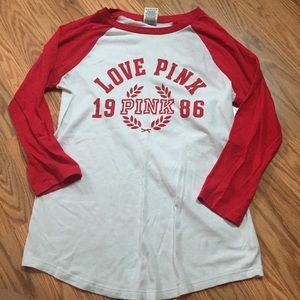 VS PINK 3/4 Quarter Sleeve Baseball Graphic Tee