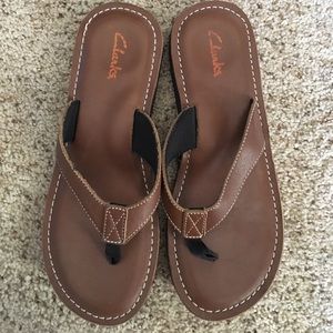New Clark Leather Flip Flops.
