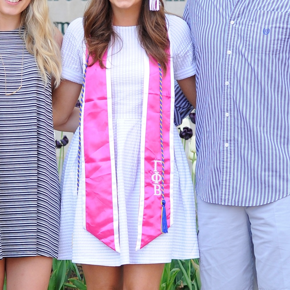 White seersucker dress with cap sleeve