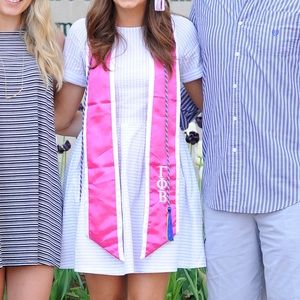 White seersucker dress with cap sleeve