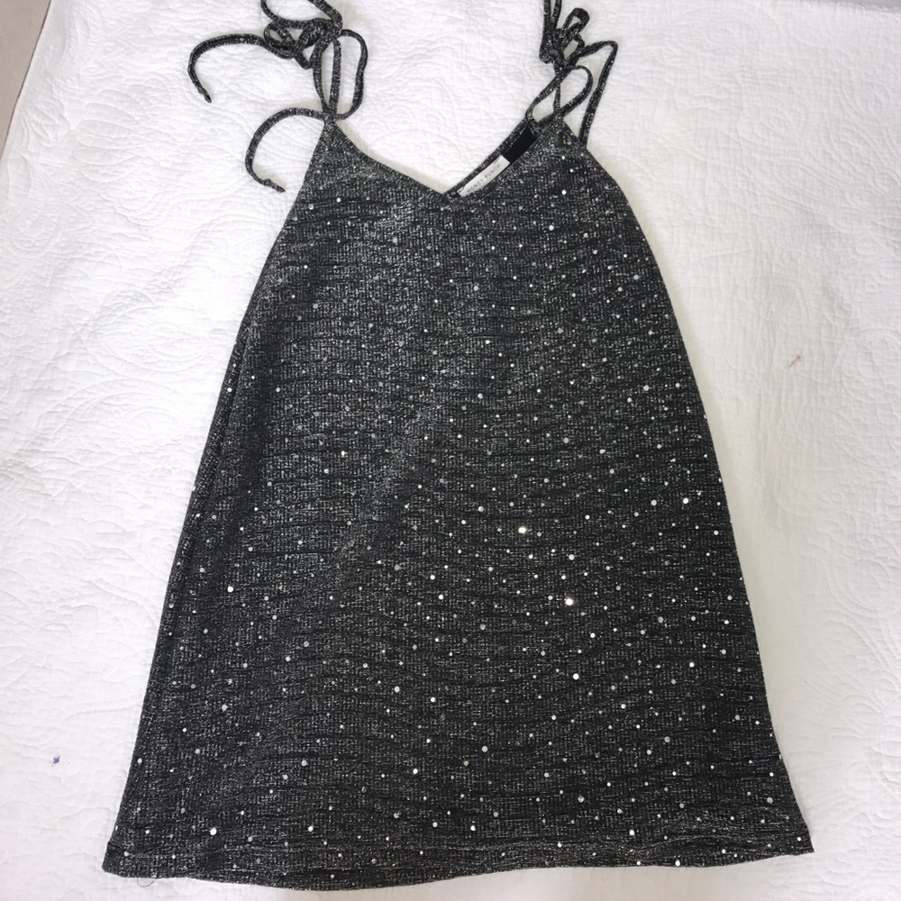 studded metallic knit dress