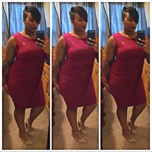 Maroon Plus Size Rouched Dress 18W