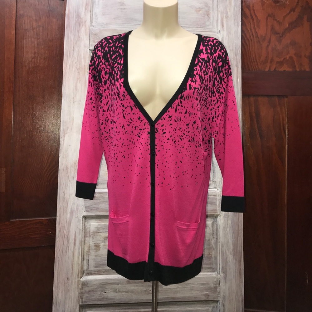 Black & Hot Pink Button Jacket