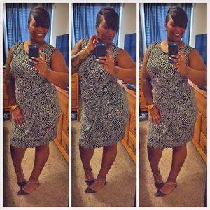 Black and white plus size rouched dress 18W