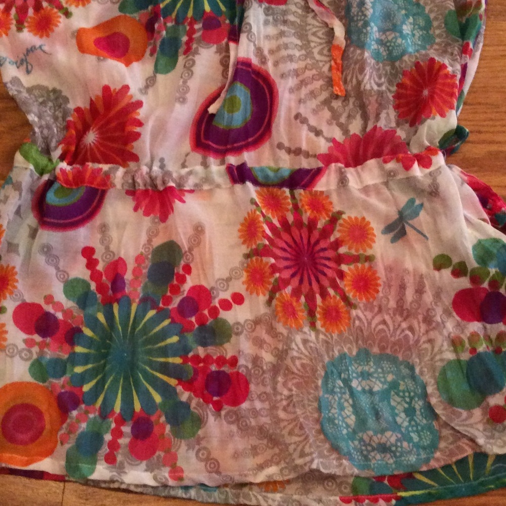 Desigual Flowered Multi- Colored Top Size Small - image 3