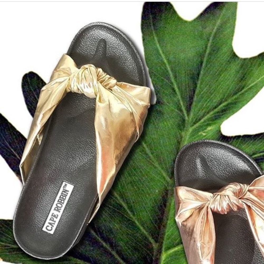 Gold Knotted Flat Sandals