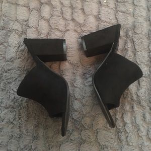ASOS black faux suede mules