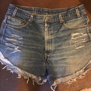 Vintage distressed Levi jean shorts