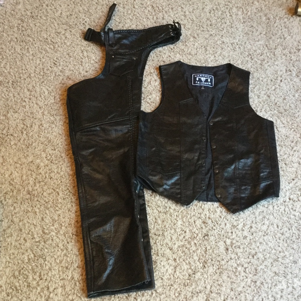 Real Leather Chaps and Vest