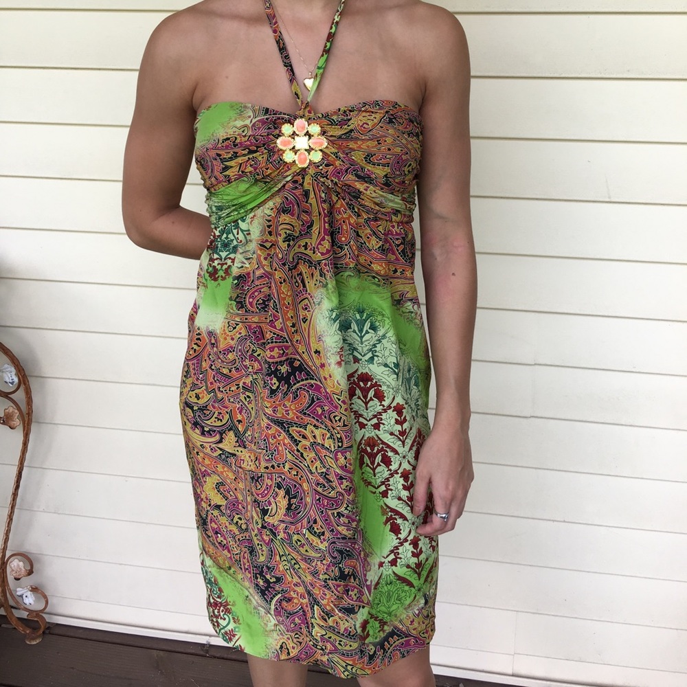 Single Multi-color Strapless Dress