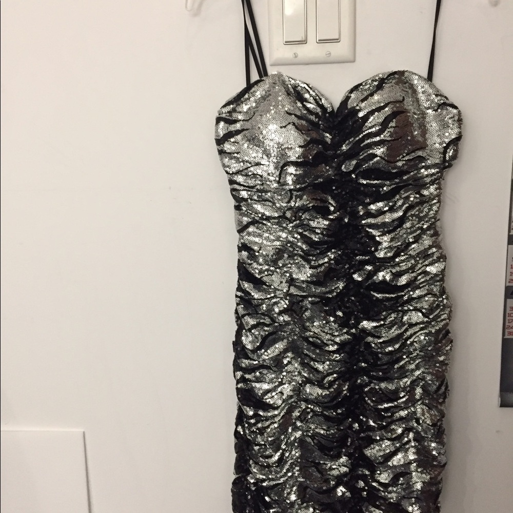 black and silver mini party dress