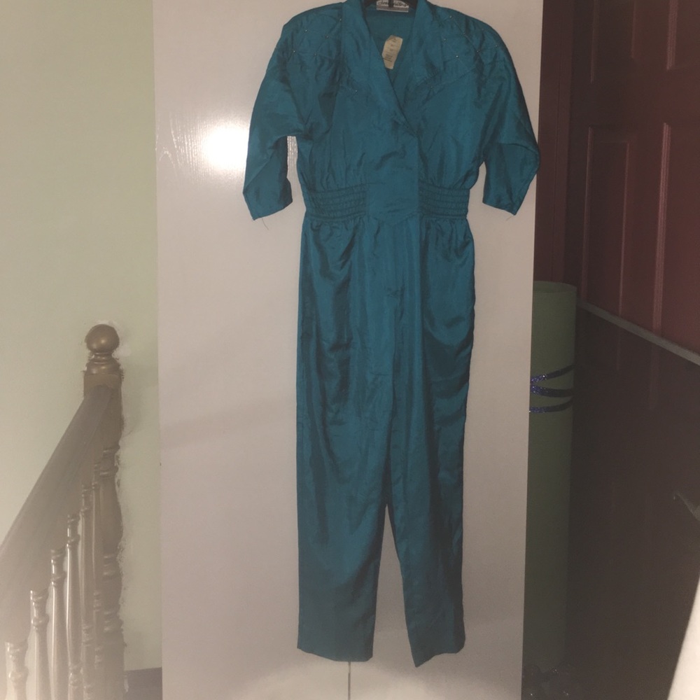 Vintage Teal Embellished Jumpsuit sz. 2