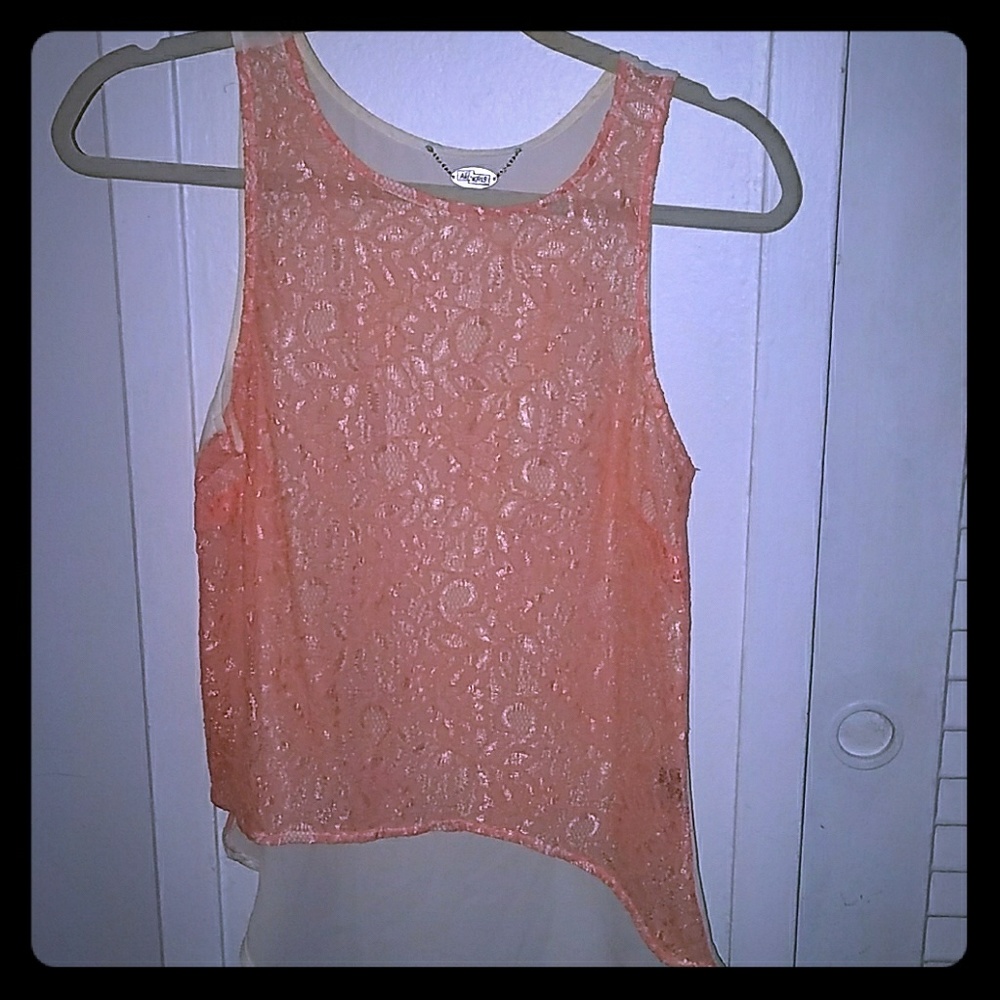 🌺Coral Lace Sheer Tank🌺