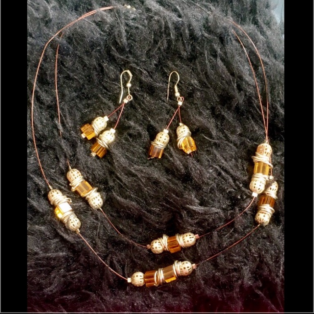 Handmade Peruvian Beaded Necklace/Earrings Combo