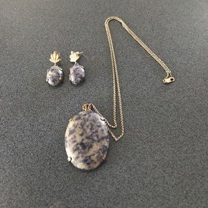 Lapis lazuli pendant &earring set 925 silver chain