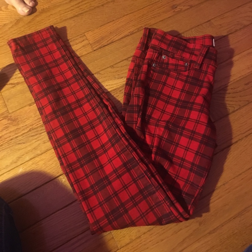 Red plaid pants