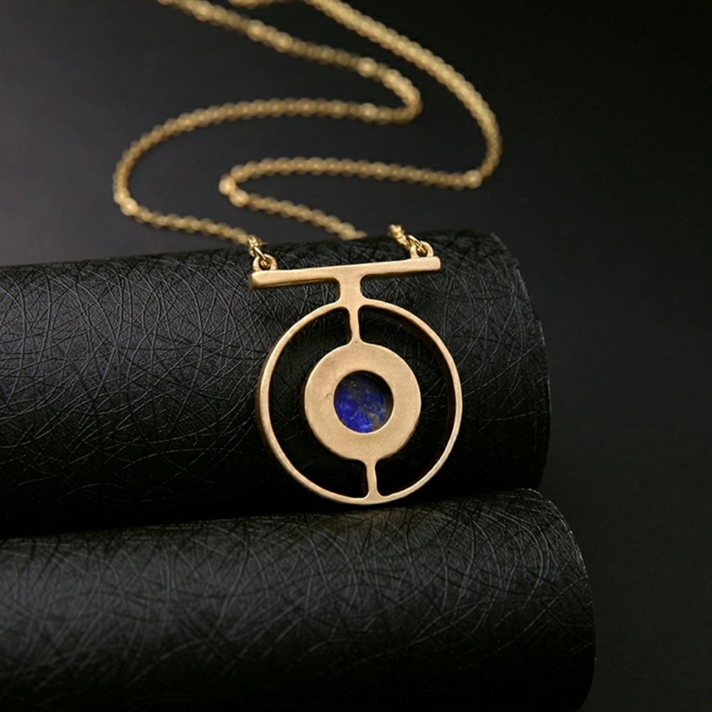 Blue Marbled Vintage Style necklace - Picture 3 of 6