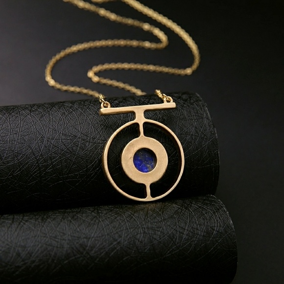 Blue Marbled Vintage Style necklace - Picture 3 of 6