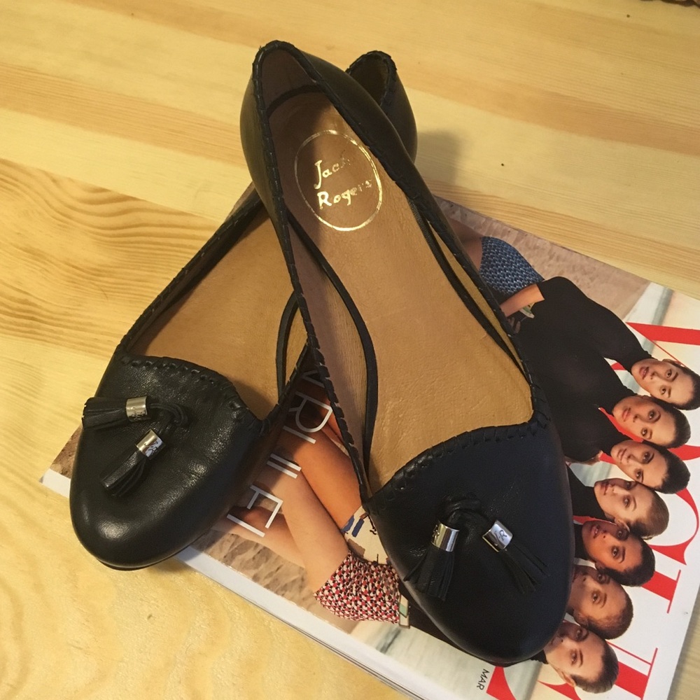 Jack Rogers Gabrielle Ballet Flat, Black, Size 8.5