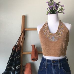 Vintage Suede Halter Top