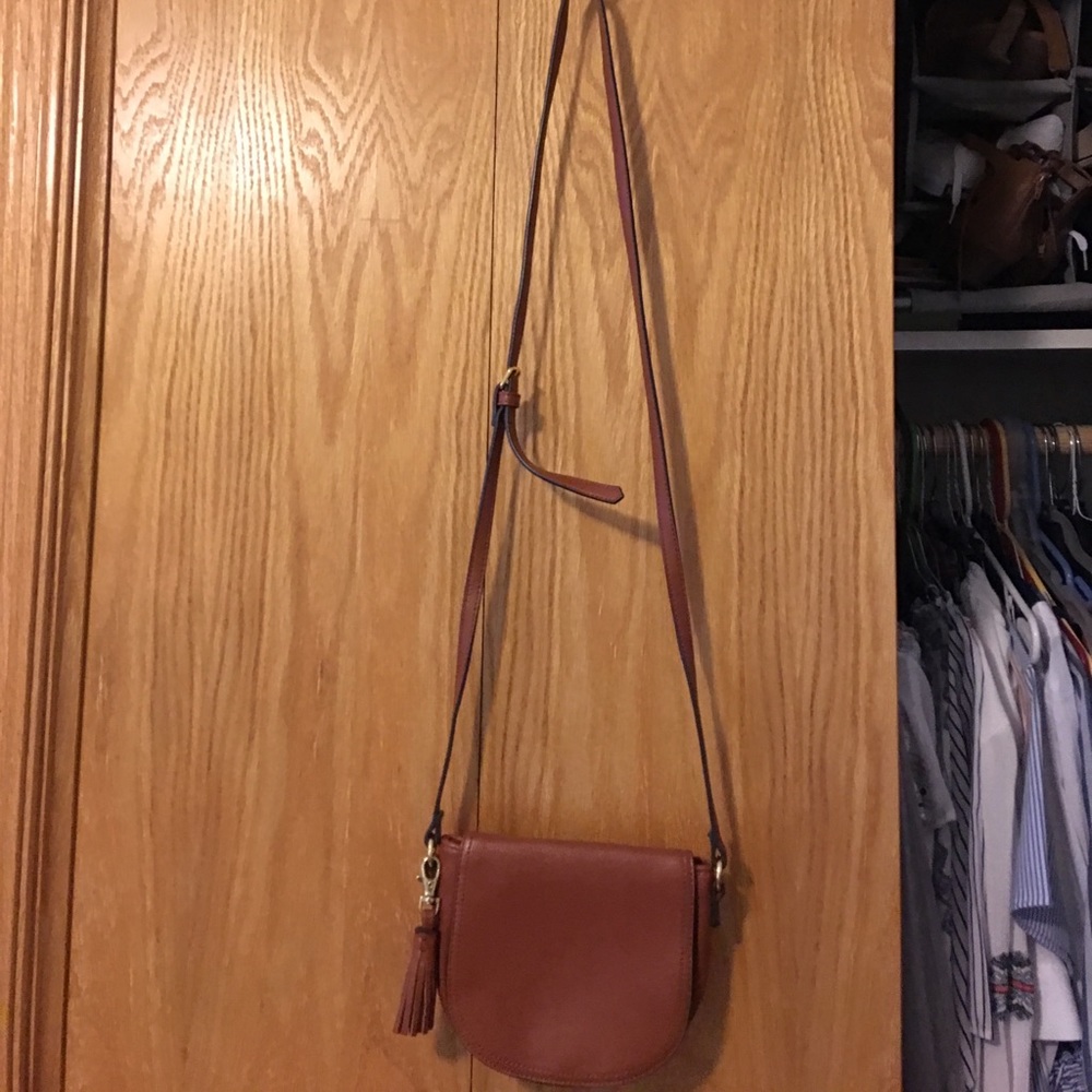 NWOT tan leather cross body bag