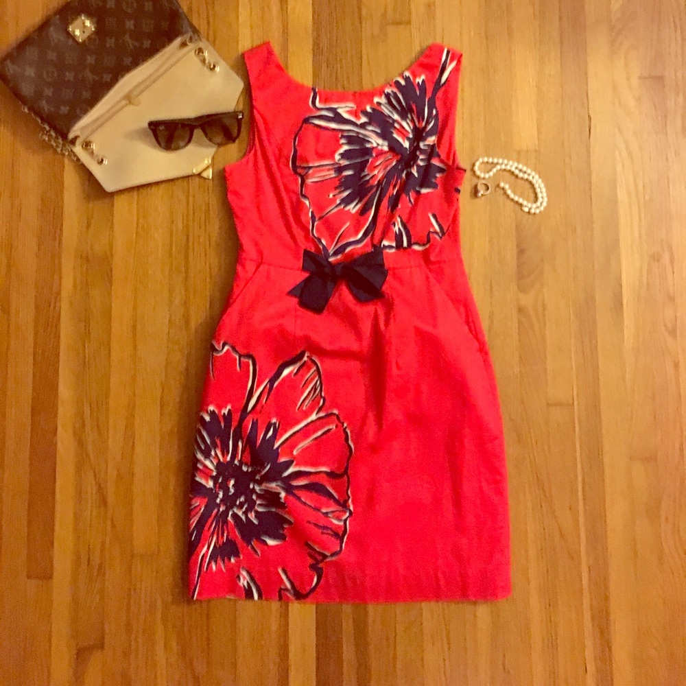 Lilly Pulitzer Red and Navy Shift Dress