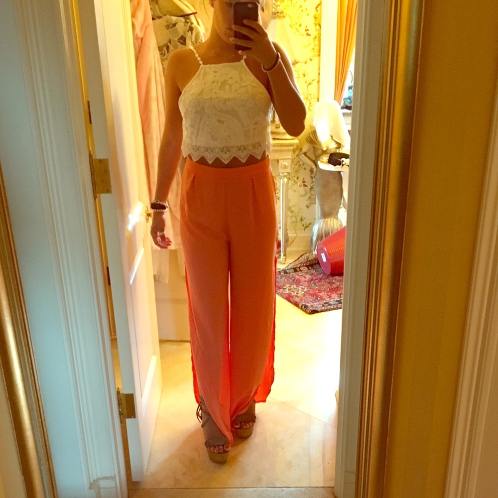 Orange side split pants Pink Boutique UK