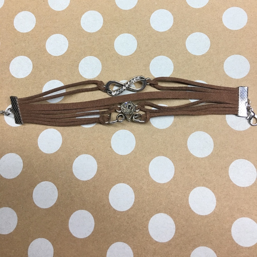 Brown leather infinity bracelet
