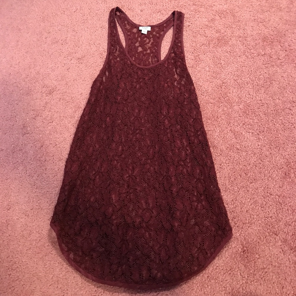 Lace maroon top from aritizia
