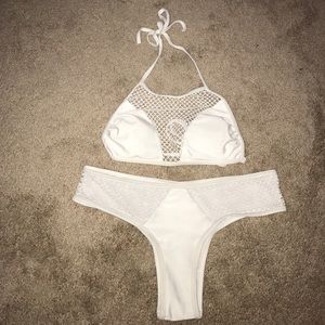 NWOT White Fish Net Bikini Set