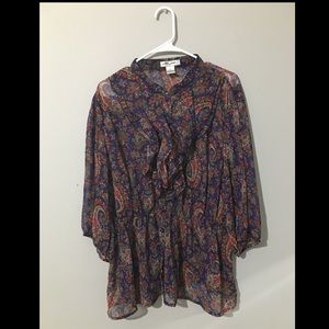 3x colorful ruffled top