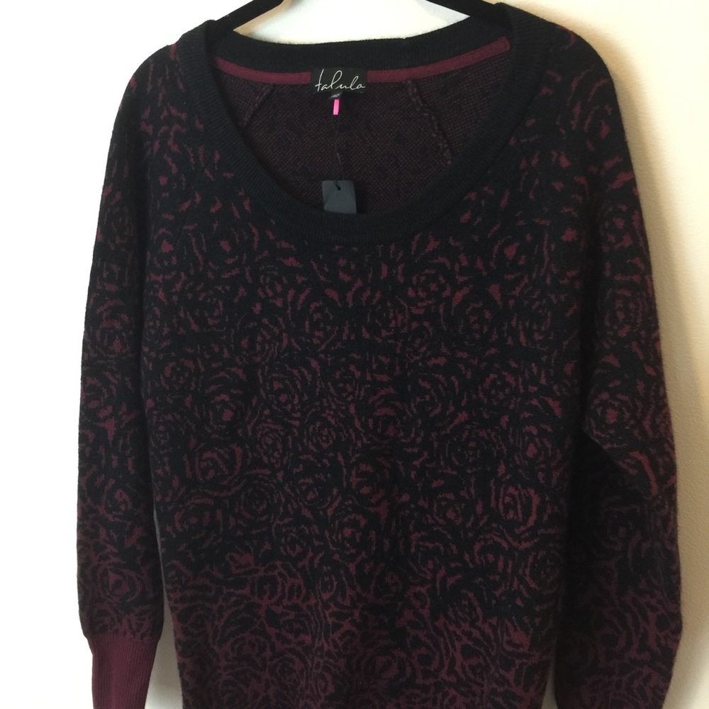 NWT Talula Angora Cashmere Rose Printed Sweater - Picture 2 of 5