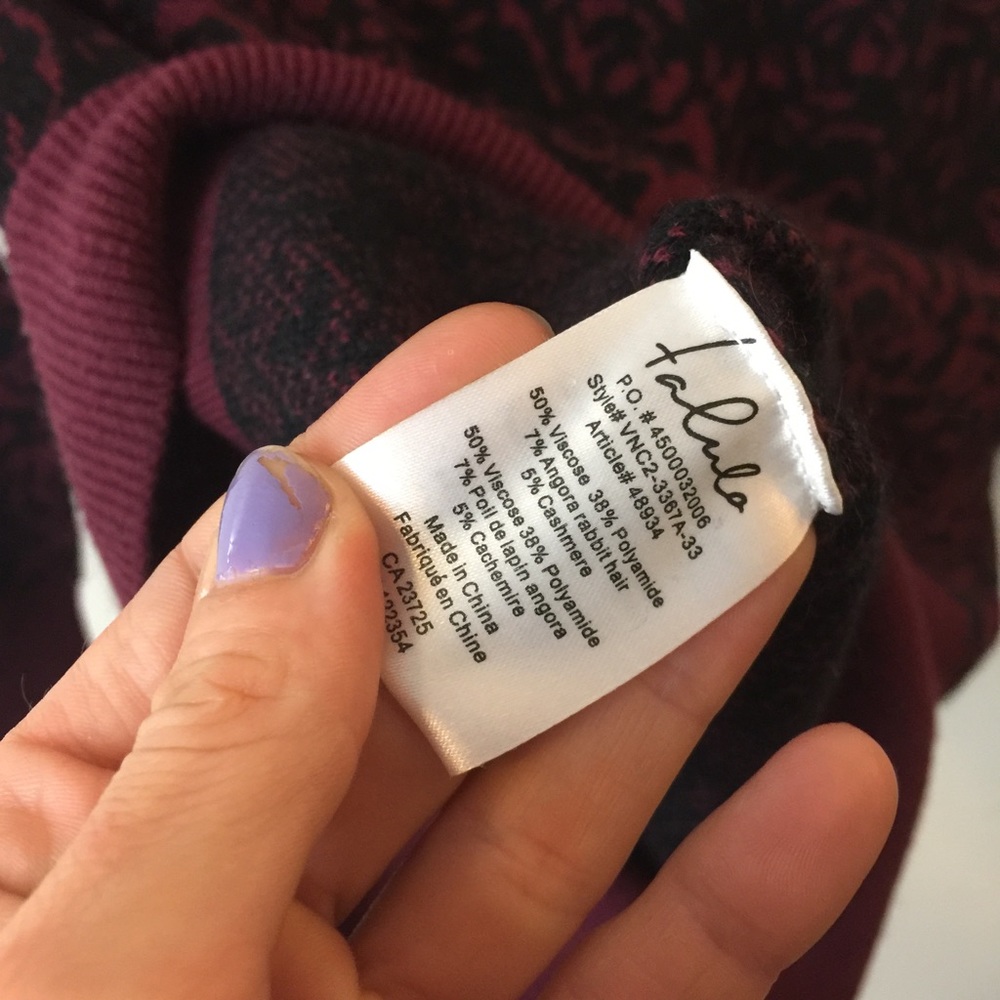 NWT Talula Angora Cashmere Rose Printed Sweater - Picture 5 of 5