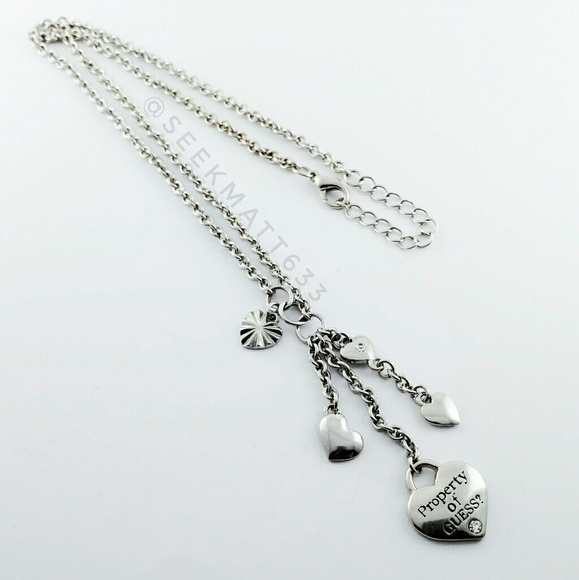 Property of Guess Silver Heart ? Necklace - Picture 2 of 3
