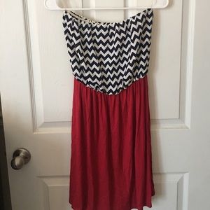 RED, WHITE & BLUE DRESS STRAPLESS DRESS