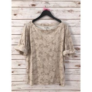 Coral Bay Boho Floral Print White & Beige Shirt