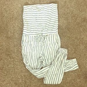 White with blue stripes jumpsuit