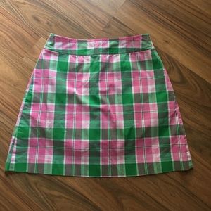 Lilly Pulitzer pink and green plaid skort