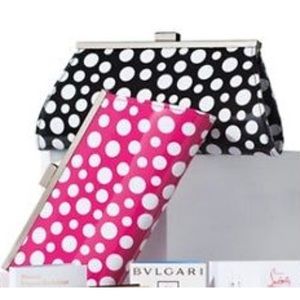 NWOT Neiman Marcus Polka Dot Clutch w/Chain Strap