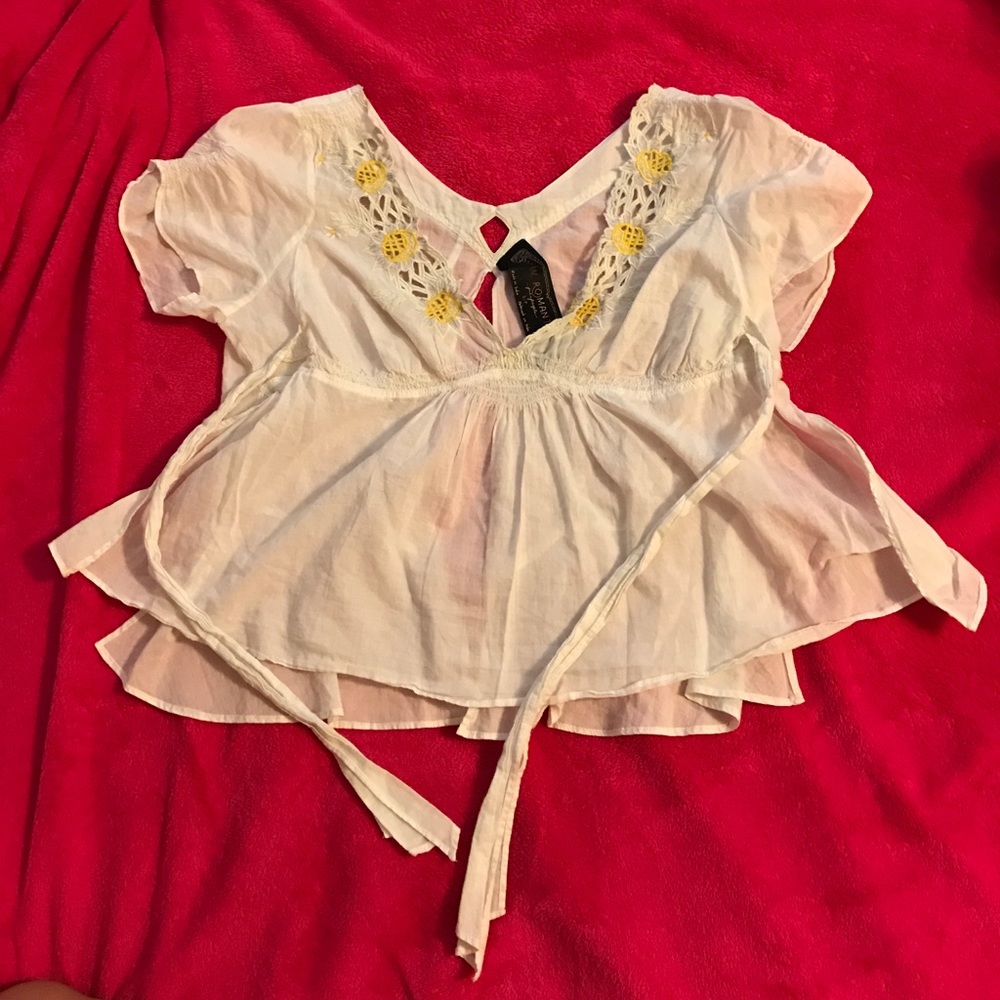 Free People New Romantics delicate white shirt!