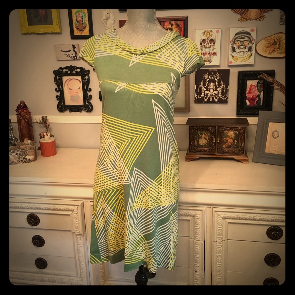 Anthropologie jersey dress, geometric print
