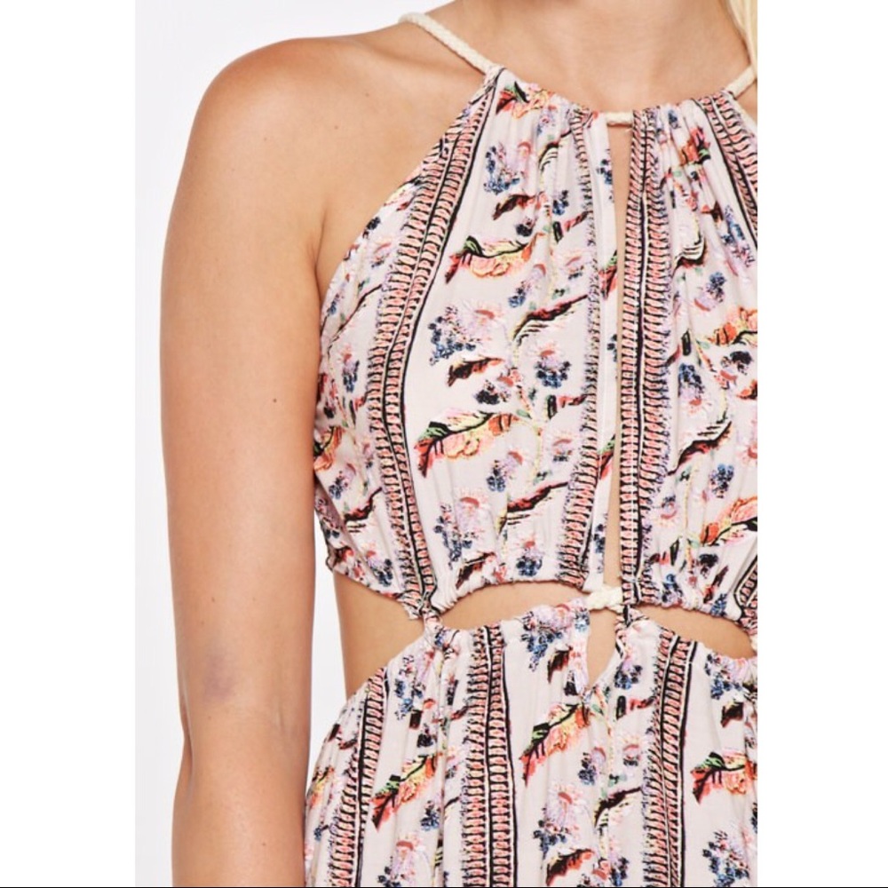Cut Out Floral Print Maxi Dress - BLUSH - Picture 4 of 4