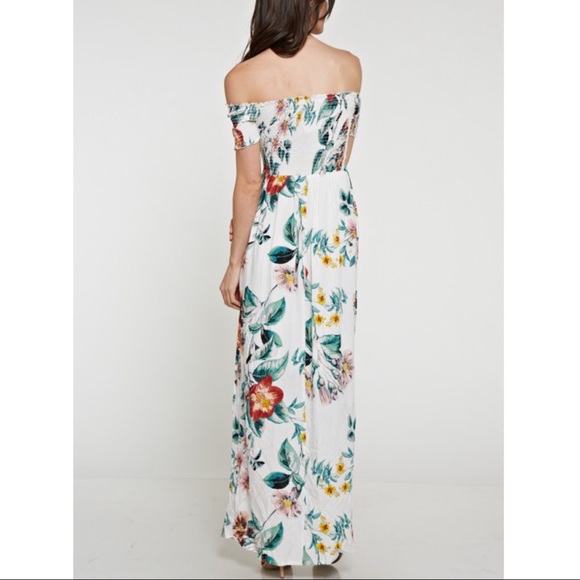 Off Shoulder Floral Maxi Dress - IVORY - Picture 2 of 3