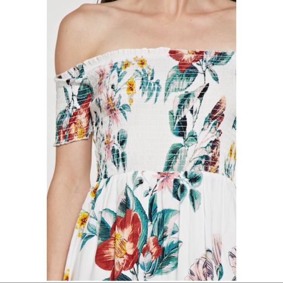 Off Shoulder Floral Maxi Dress - IVORY - Picture 3 of 3