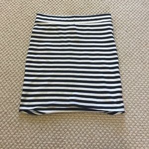Black and white striped tight fitting skirt