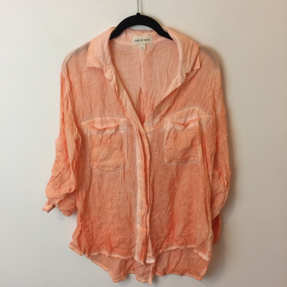 Cloth & Stone Cream-Sickle Orange Button Down Top - Picture 2 of 7